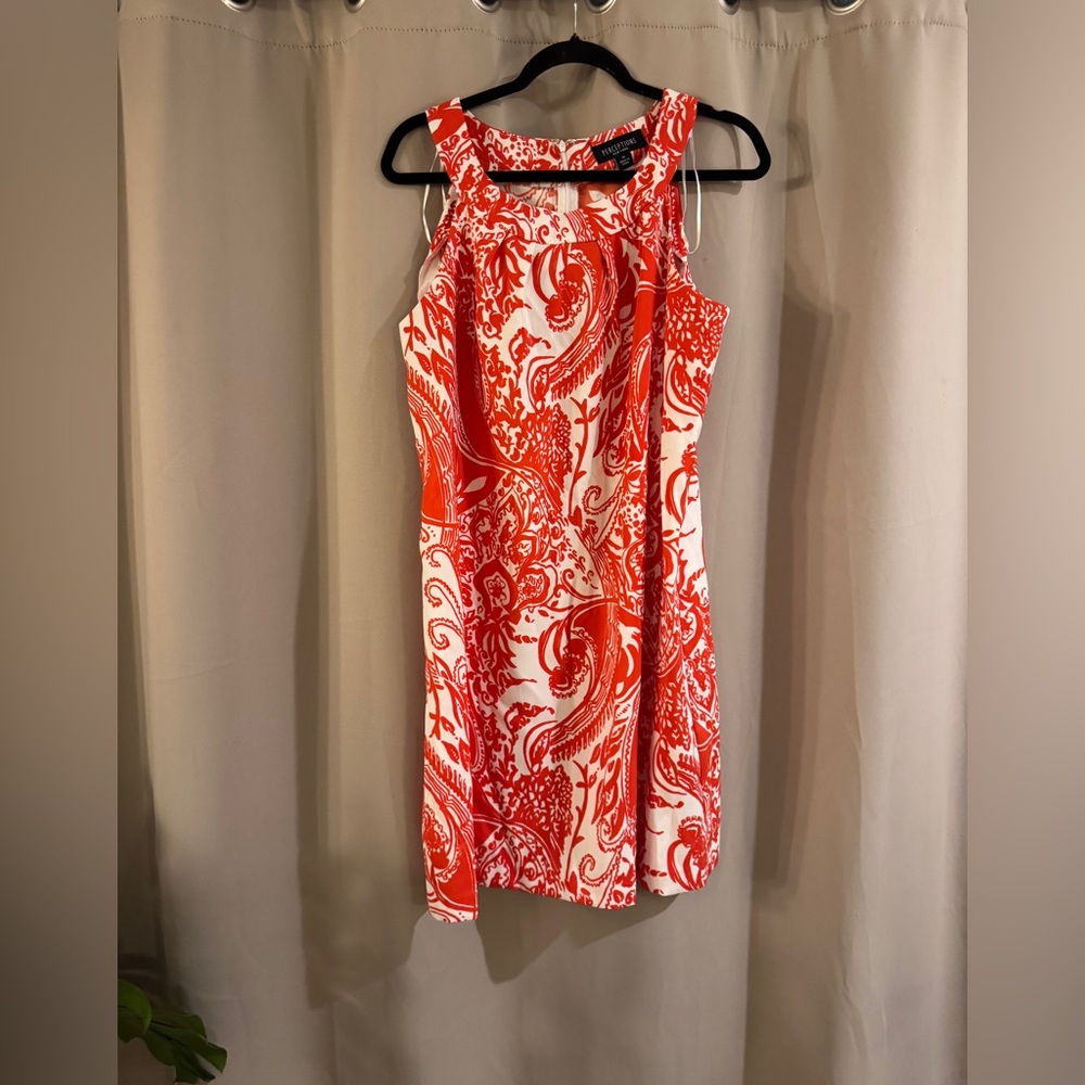 Perceptions Vibrant Red and White Paisley Mini Dress